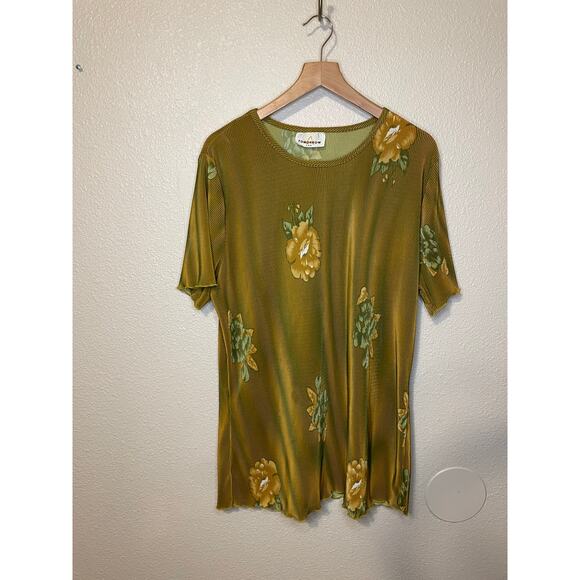 Tomorrow U.S.A. Yellow/ Gold Pleated Floral Silky Y2K Boho Pant Set XXL - Picture 10 of 16